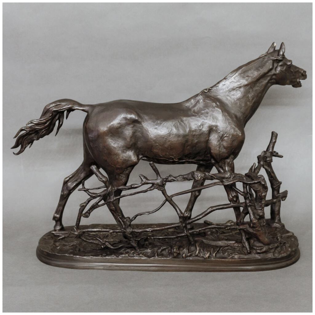 Sculpture – Cheval À La Barrière « Djinn Étalon Barbe » , Pierre-Jules Mêne (1810-1879) – Bronze 5