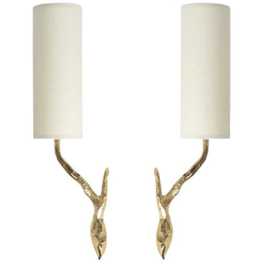 1960 Pair of Arlus wall lights in gilded bronze 3