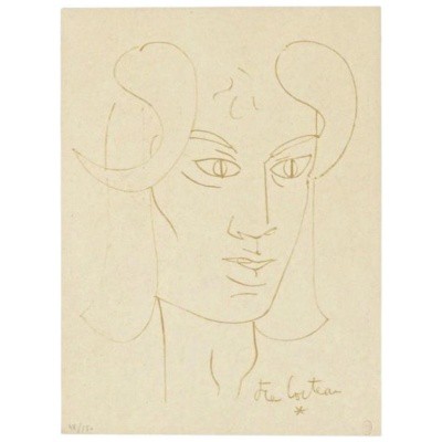 « Le Faune Rêveur » Lithographie, Jean Cocteau, 1950.
