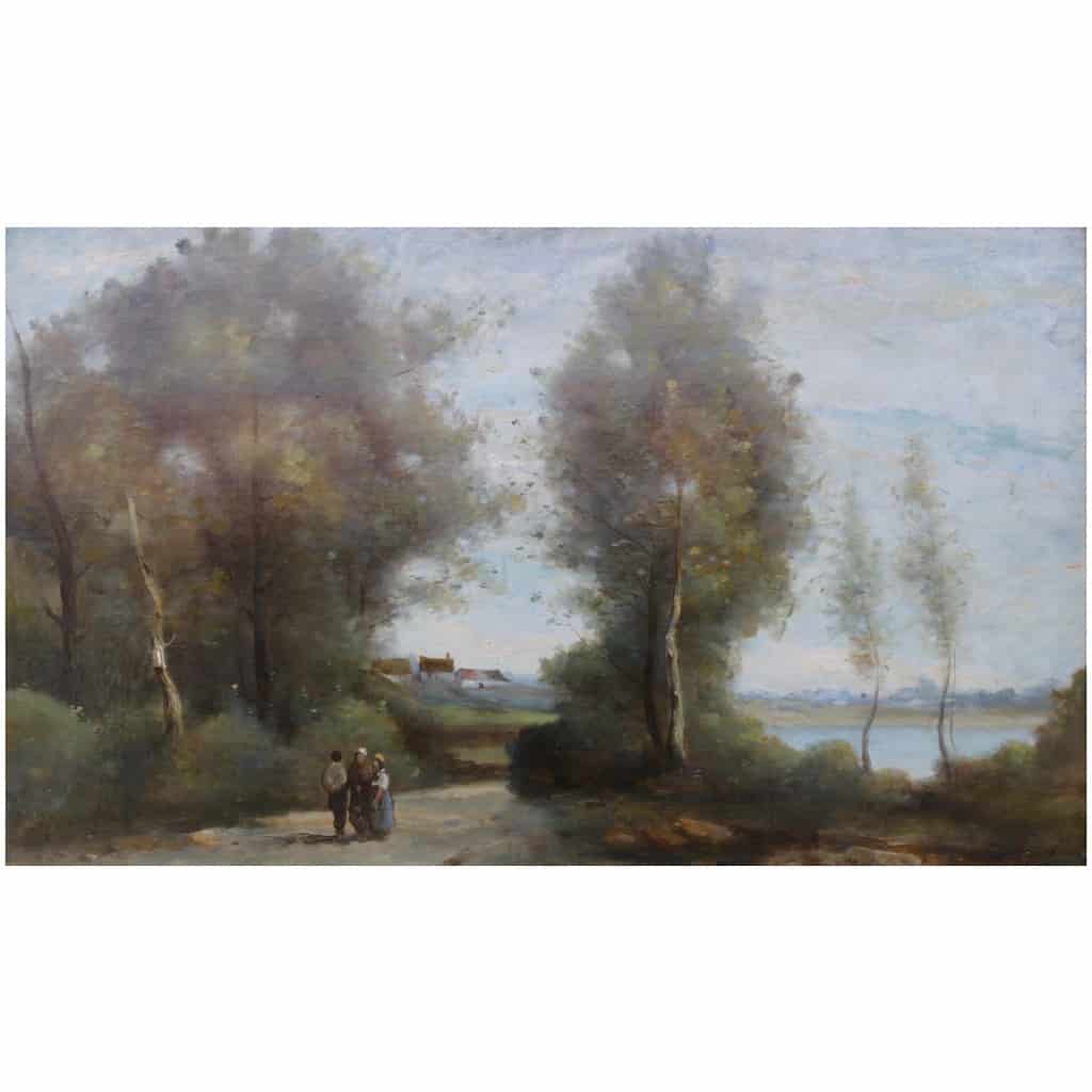 De Villers Adolphe French School Walk Along The River Oil On Canvas Signed Certificate of Authenticity 14
