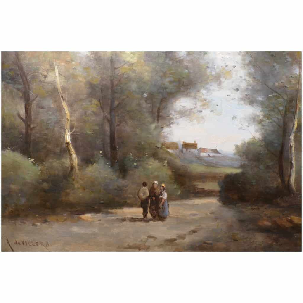 De Villers Adolphe French School Walk Along The River Oil On Canvas Signed Certificate of Authenticity 10