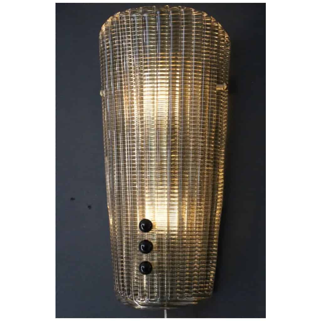 Pair of textured smoked Murano glass sconces with small beads 12
