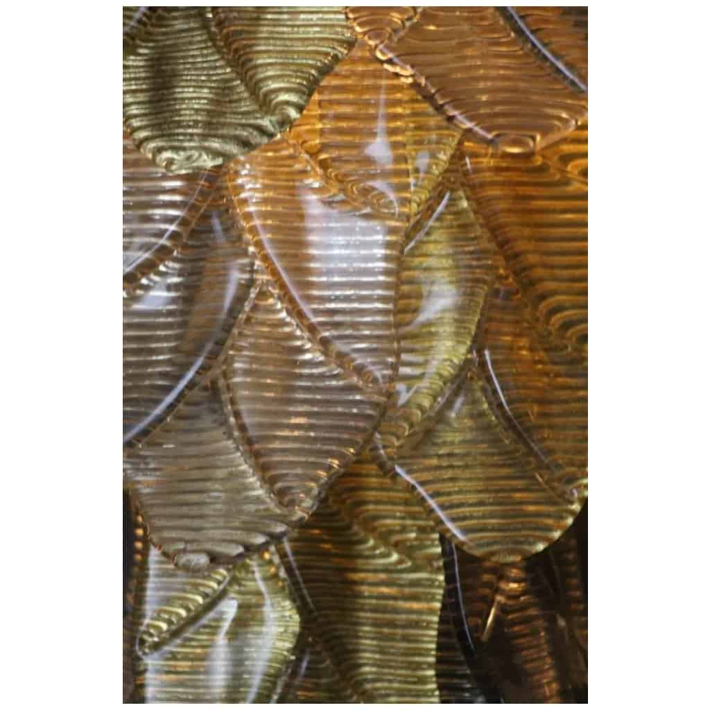 Paire d’appliques en verre de Murano doré texturé et fumé en forme de palmier 17