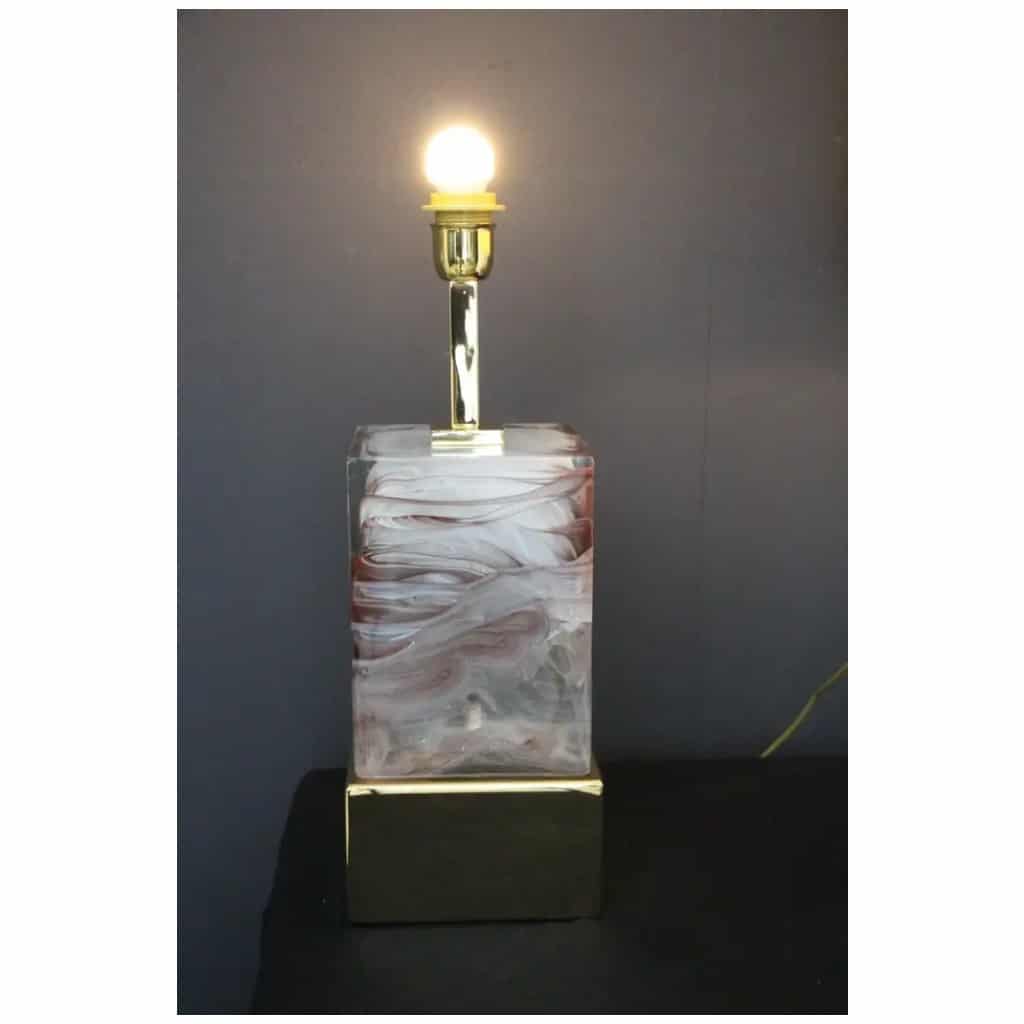 Pair of Table Lamps in Solid Murano Glass Block 10