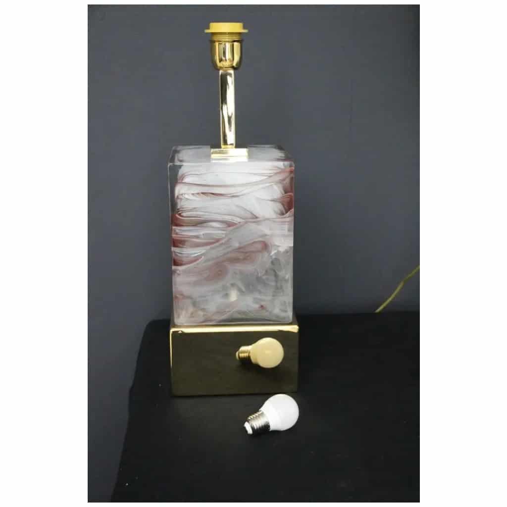 Pair of Table Lamps in Solid Murano Glass Block 9
