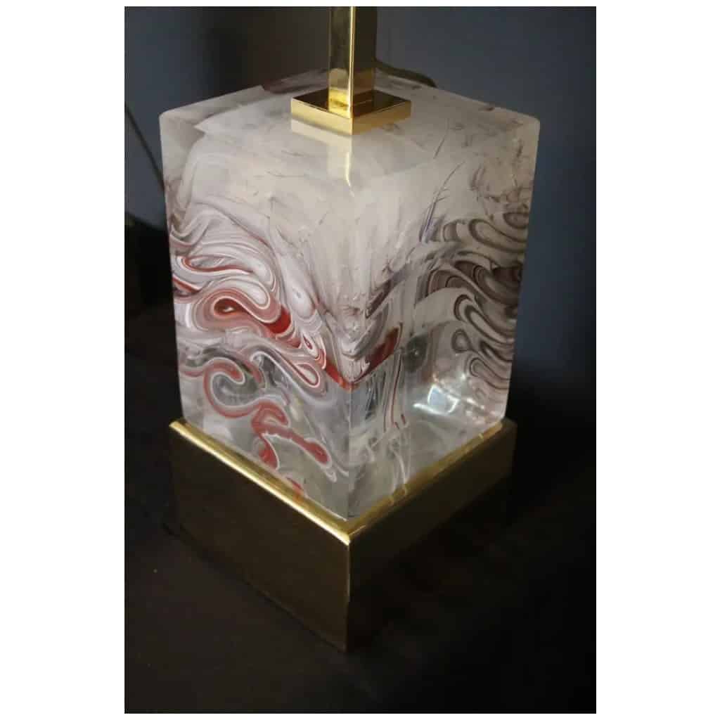 Pair of Table Lamps in Solid Murano Glass Block 8