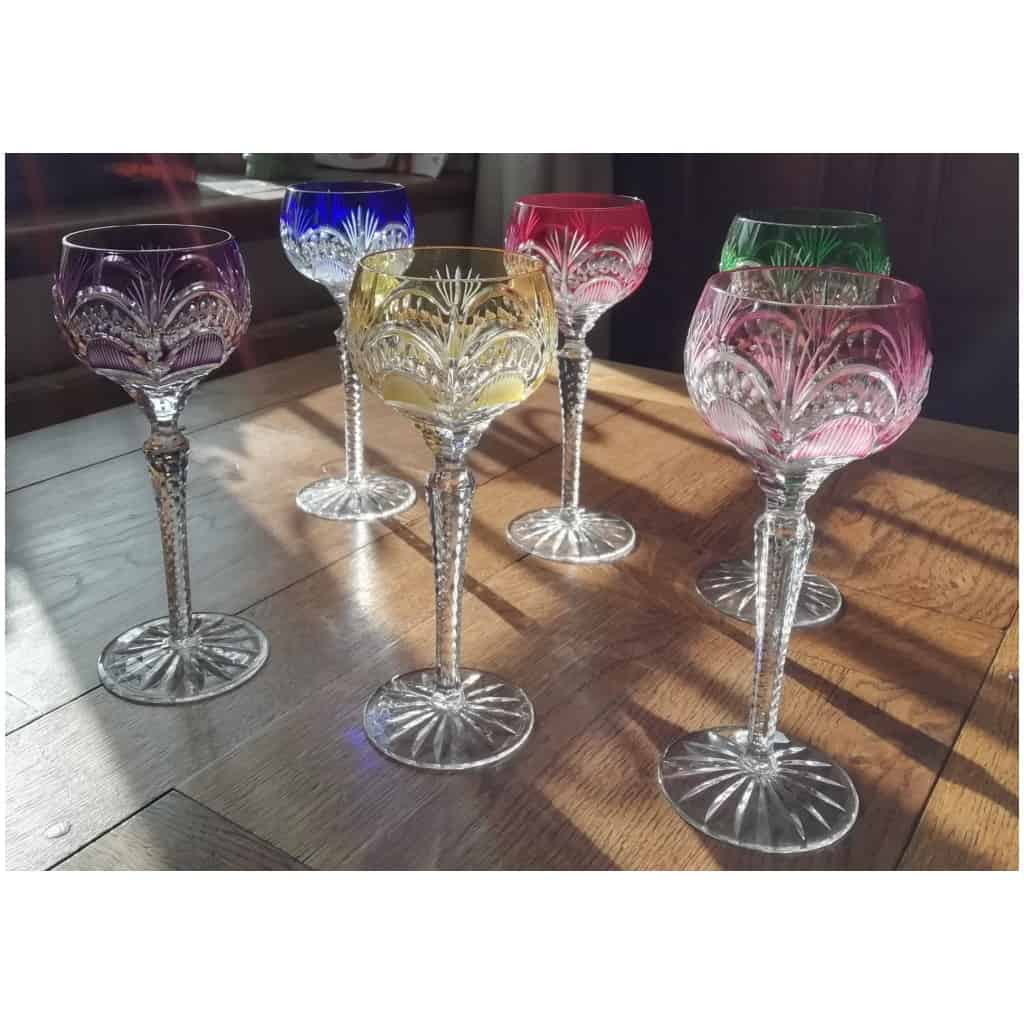 6 large exceptional colored crystal glasses ROEMER 4