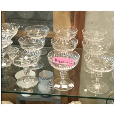 CHAMPAGNE CUPS AND GLASSES IN BACCARAT CRYSTAL RENAISSANCE MODEL. SOLD