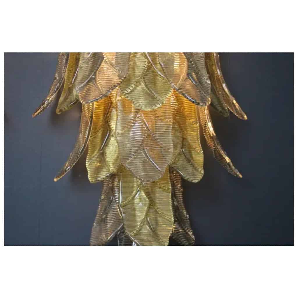 Paire d’appliques en verre de Murano doré texturé et fumé en forme de palmier 6