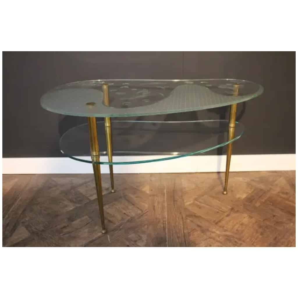 Mid-Century Etched Clear Glass Coffee Table 12