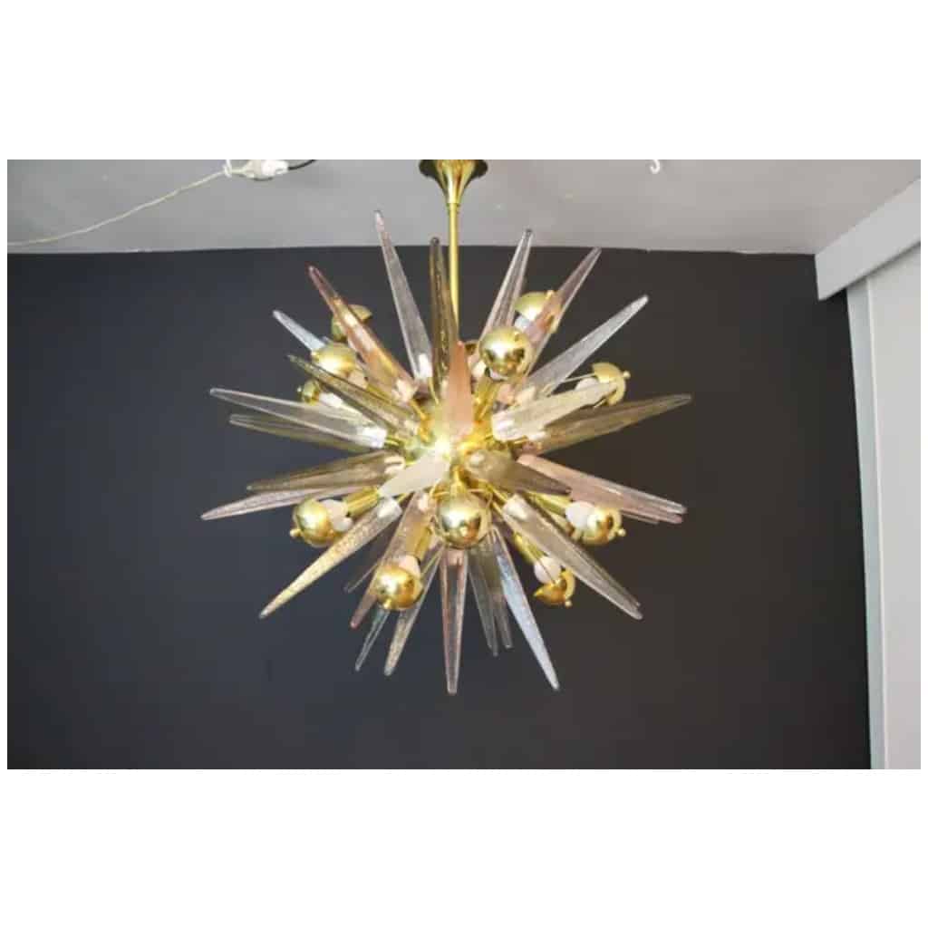 Sputnik Chandelier with Pink, Smoked and Transparent Murano Crystal Tips 4