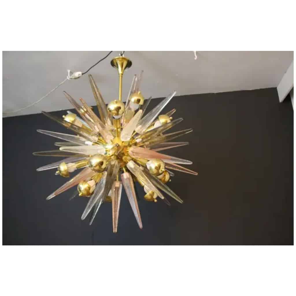 Sputnik Chandelier with Pink, Smoked and Transparent Murano Crystal Tips 5