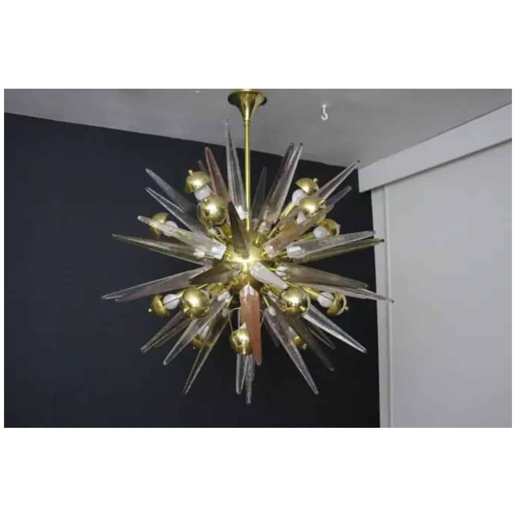 Sputnik Chandelier with Pink, Smoked and Transparent Murano Crystal Tips 6