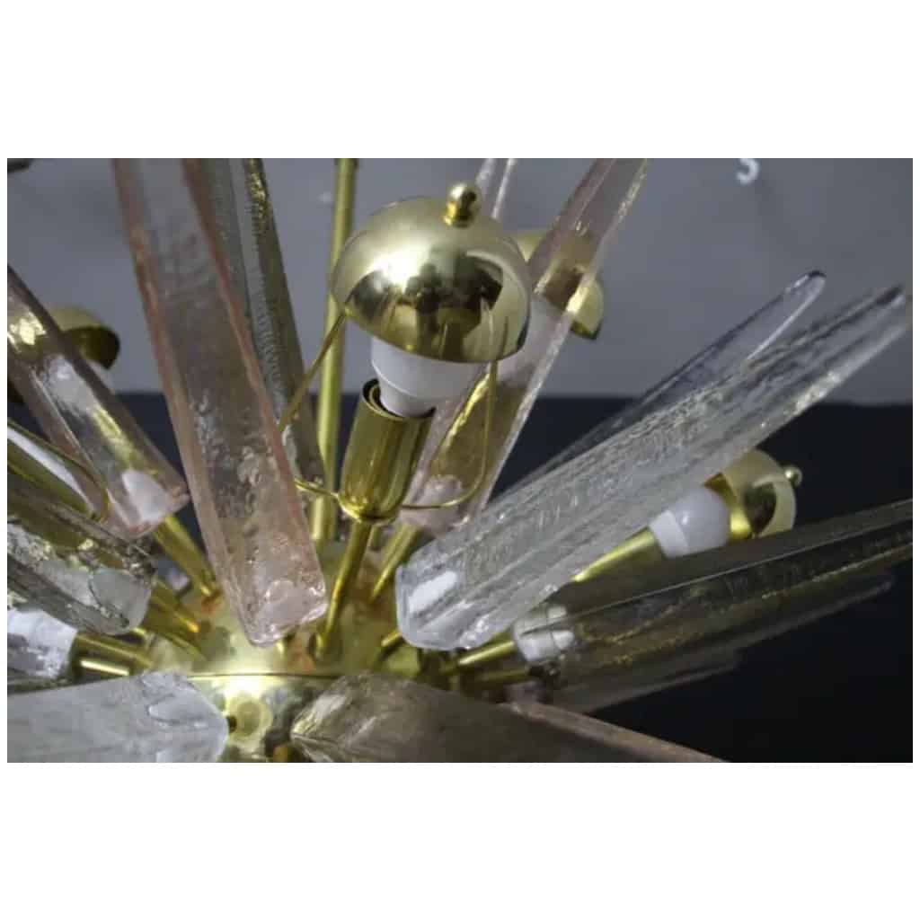 Lustre Sputnik avec Pointes en Cristal Murano Rose, Fumé et Transparent 7