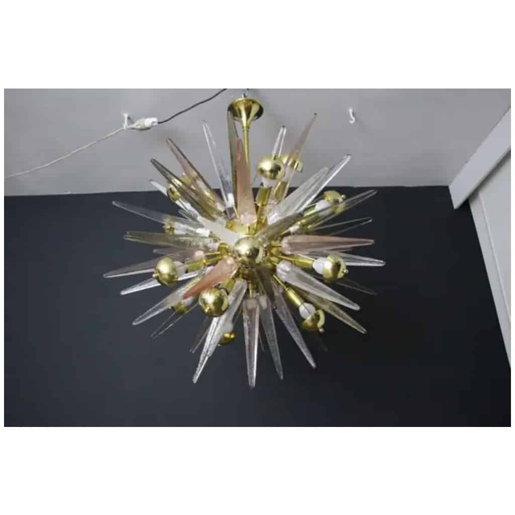 Sputnik Chandelier with Pink, Smoked and Transparent Murano Crystal Tips 12