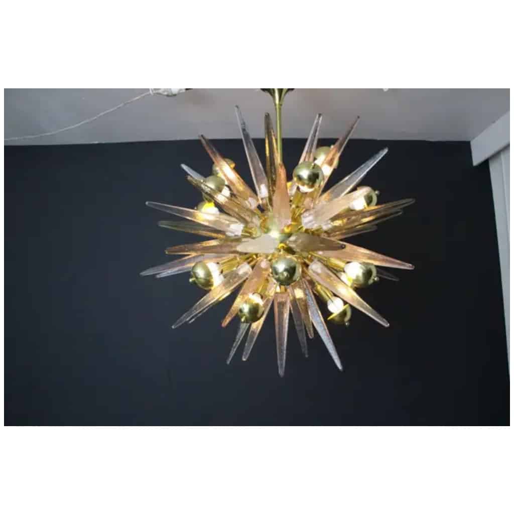 Sputnik Chandelier with Pink, Smoked and Transparent Murano Crystal Tips 13