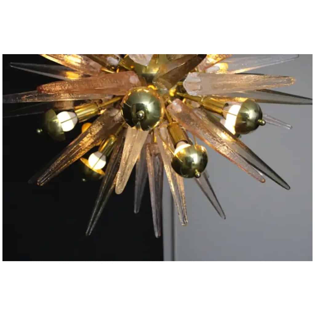 Sputnik Chandelier with Pink, Smoked and Transparent Murano Crystal Tips 16