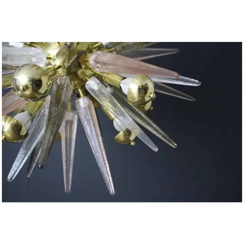 Sputnik Chandelier with Pink, Smoked and Transparent Murano Crystal Tips 17