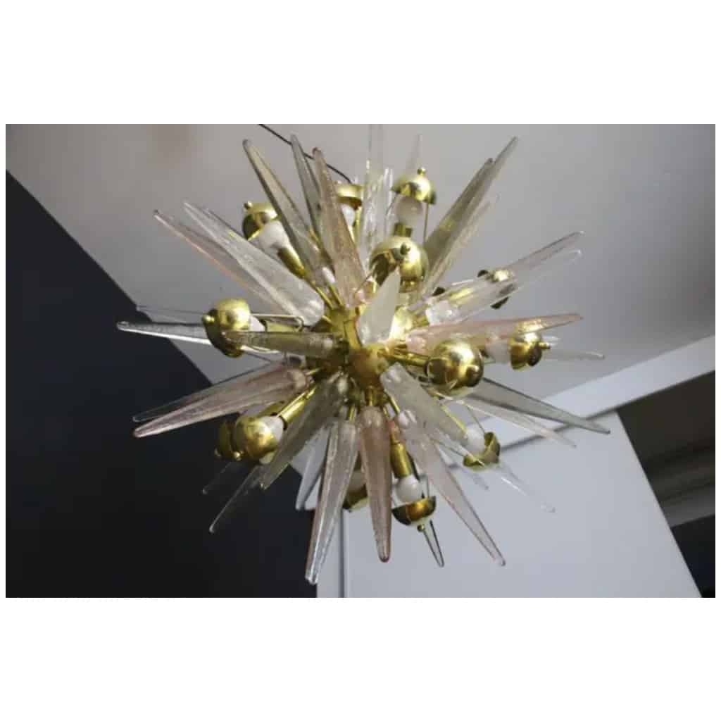 Sputnik Chandelier with Pink, Smoked and Transparent Murano Crystal Tips 18