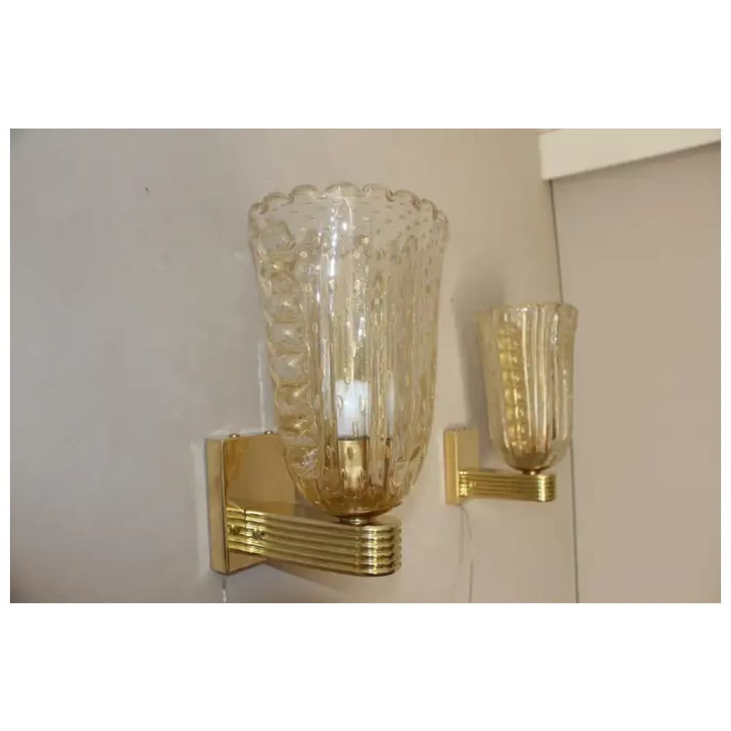 Appliques en verre doré de Murano Pulegoso de style Barovier 10