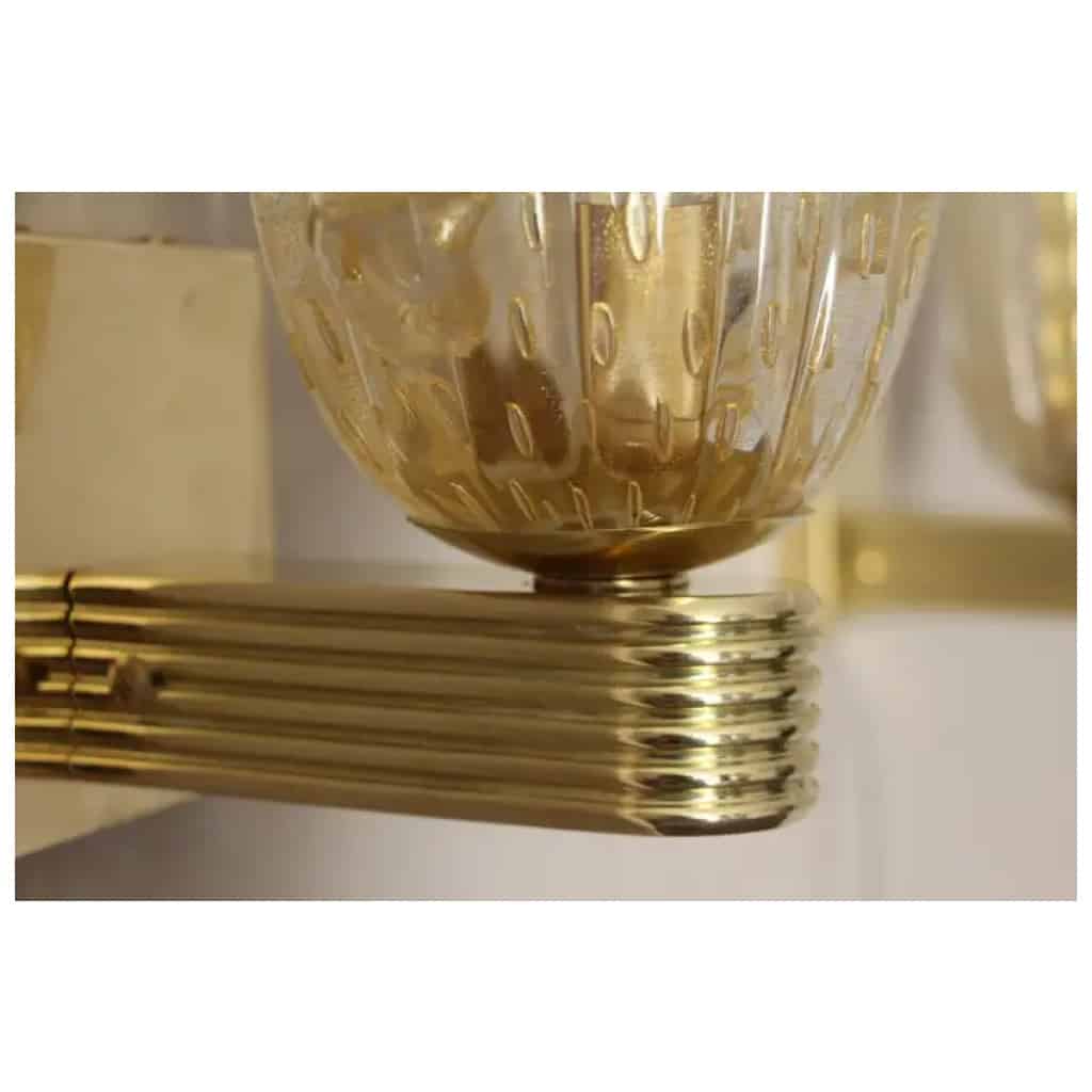 Appliques en verre doré de Murano Pulegoso de style Barovier 12