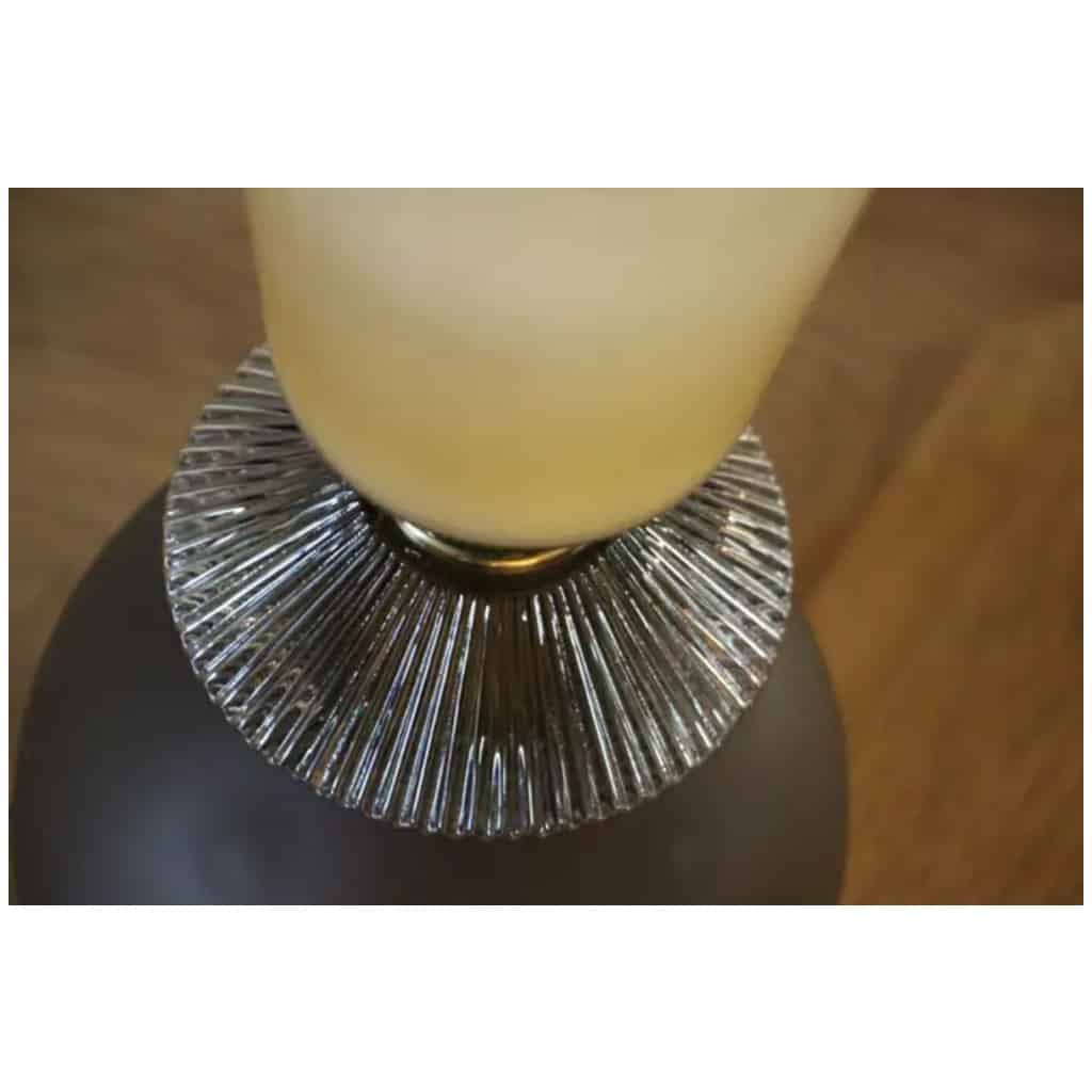 Paire de lampes de table en verre de Murano beige et brun fumé 10