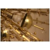Lustre Spoutnik extra large en laiton et fleurs en cristal transparent 33