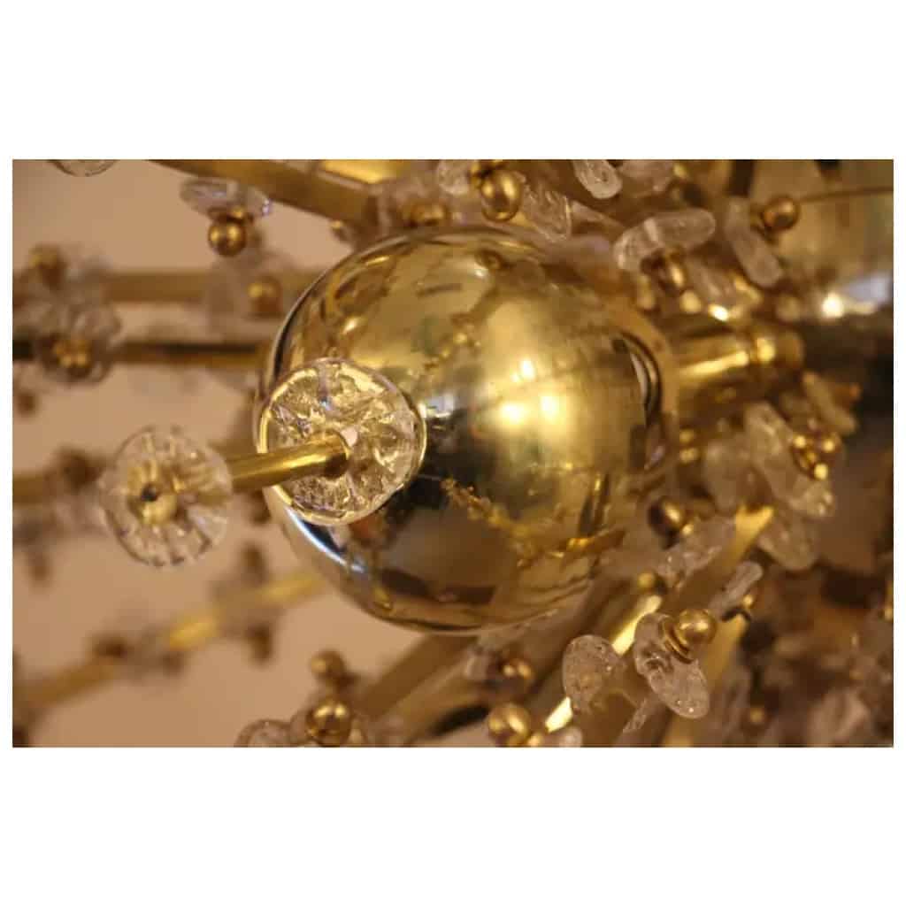 Extra large Sputnik chandelier in brass and transparent crystal flowers 19