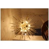 Lustre Spoutnik extra large en laiton et fleurs en cristal transparent 26