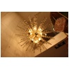 Lustre Spoutnik extra large en laiton et fleurs en cristal transparent 23