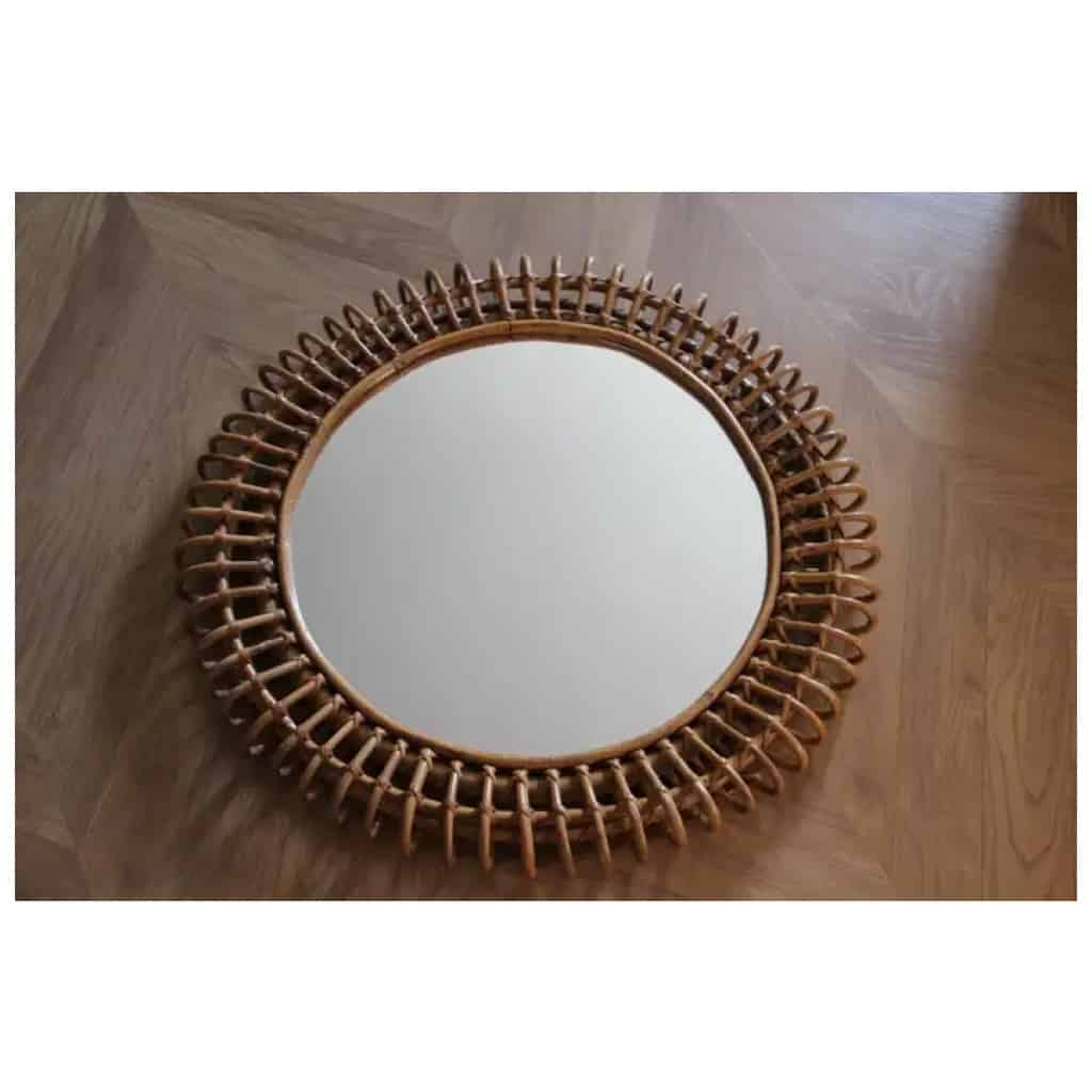 Miroir Mural Rond en Rotin et Bambou des années 1960 par Franco Albini 6