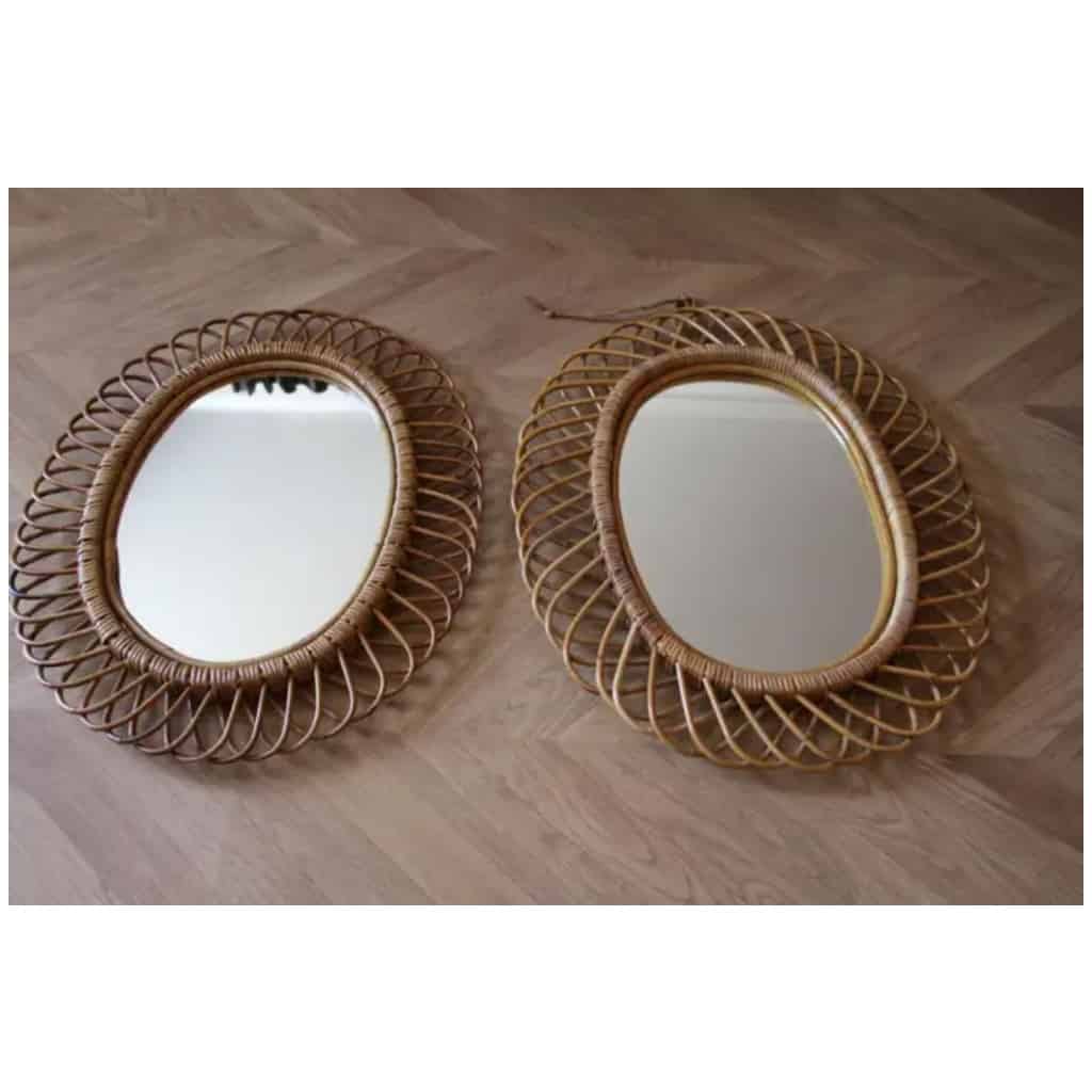 Vintage Round Mirrors in Rattan and Bamboo from the 1960s by Franco Albini 4