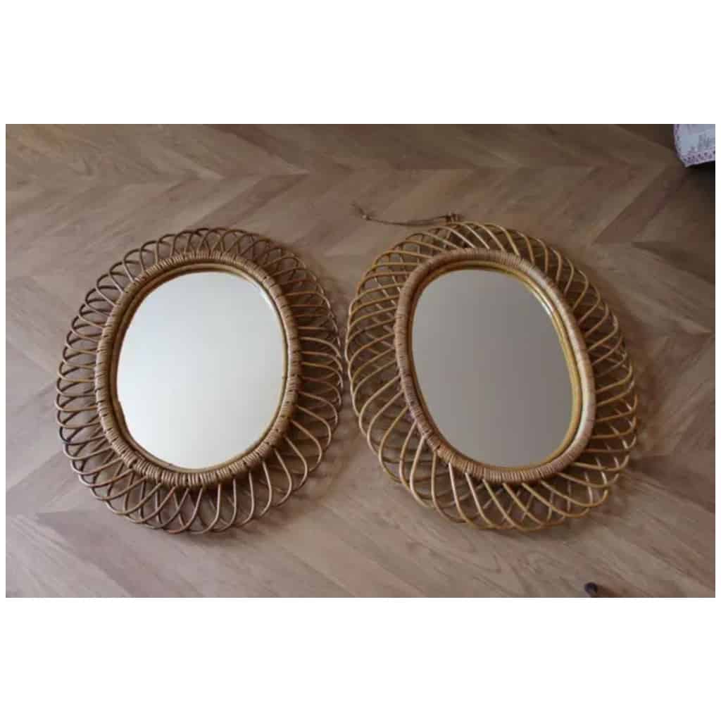 Vintage Round Mirrors in Rattan and Bamboo from the 1960s by Franco Albini 5