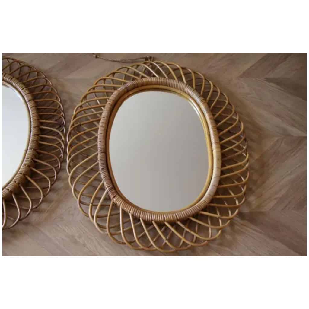 Vintage Round Mirrors in Rattan and Bamboo from the 1960s by Franco Albini 7