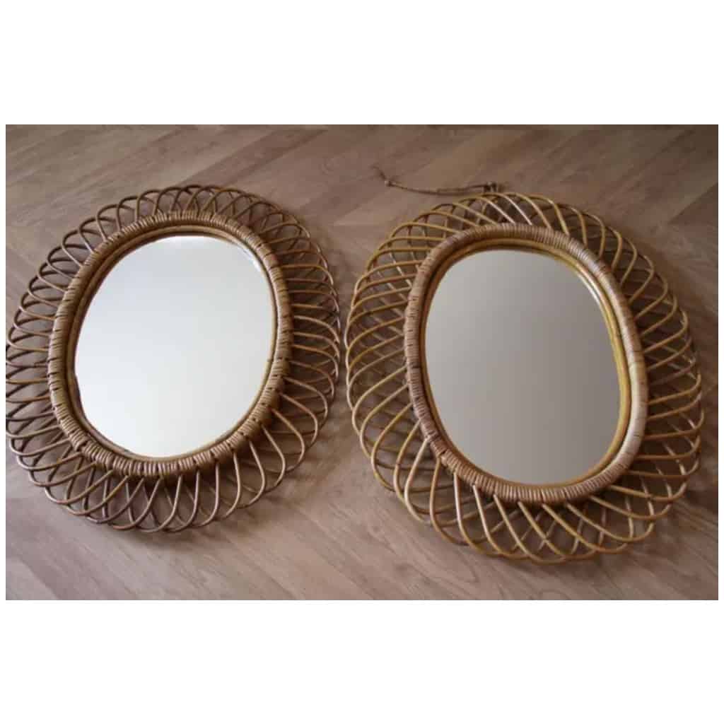 Vintage Round Mirrors in Rattan and Bamboo from the 1960s by Franco Albini 11