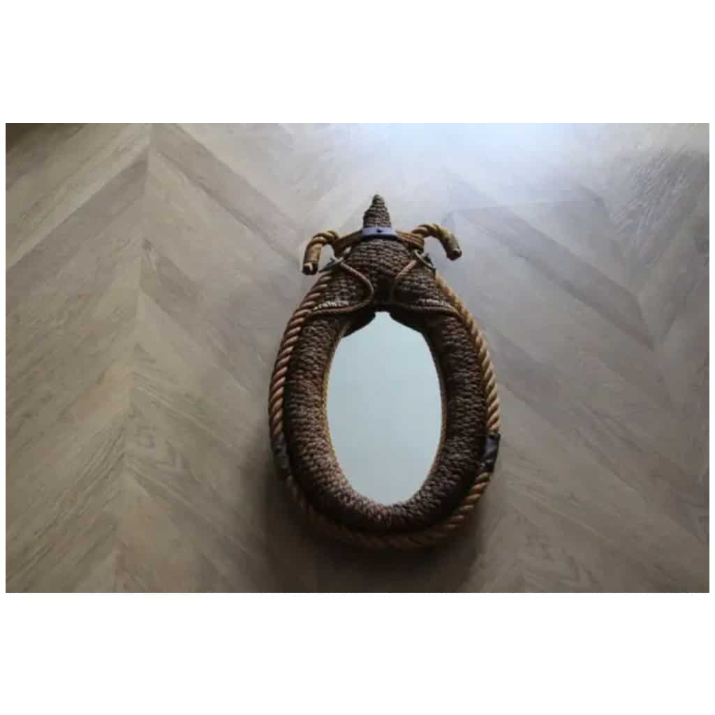 Vintage 1950s Rope Mirror by Adrien Audoux and Frida Minet 5