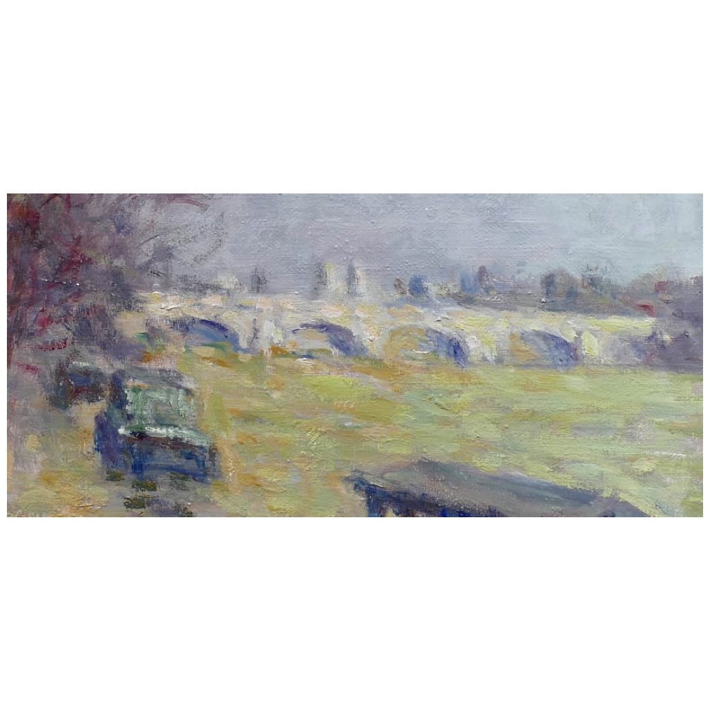 LUCE Maximilien Peinture postimpressionniste, les inondations près du Pont Neuf vers 1910 Certificat 7