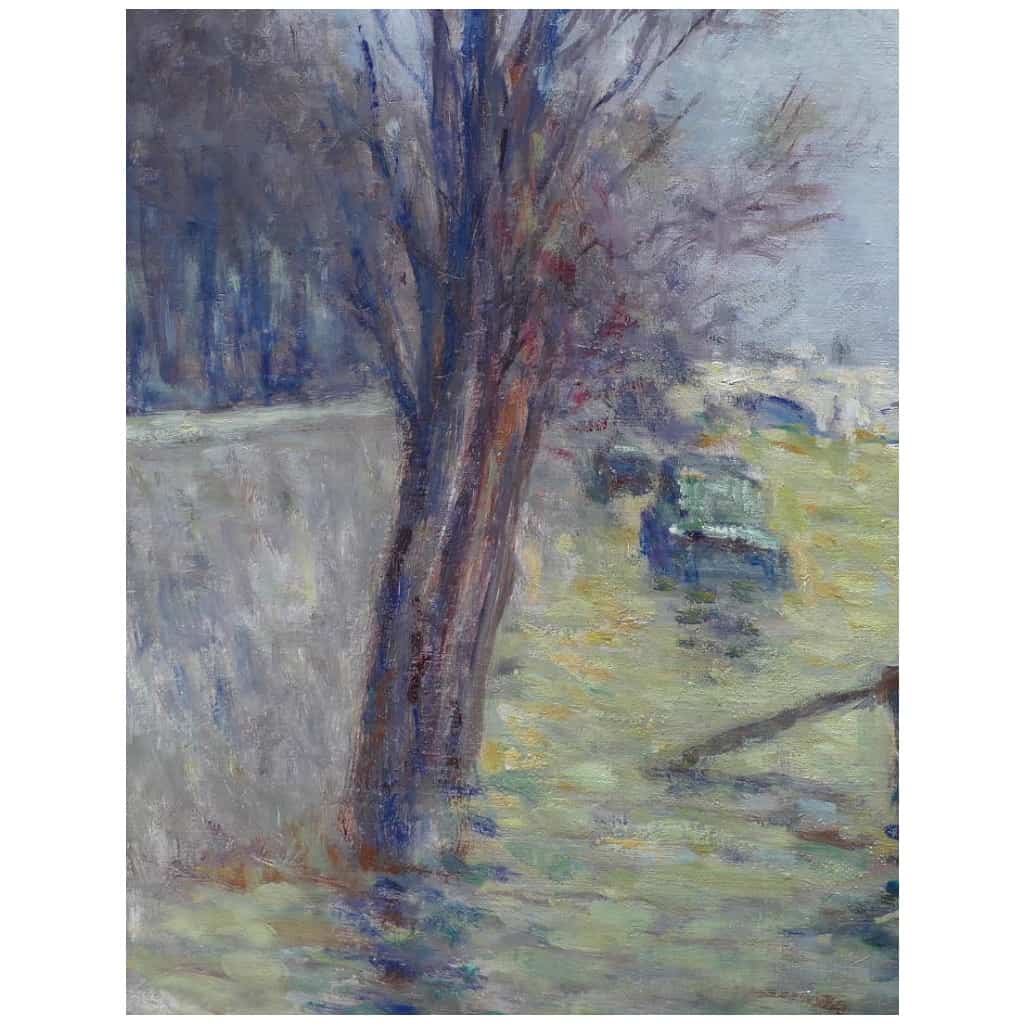 LUCE Maximilien Peinture postimpressionniste, les inondations près du Pont Neuf vers 1910 Certificat 16