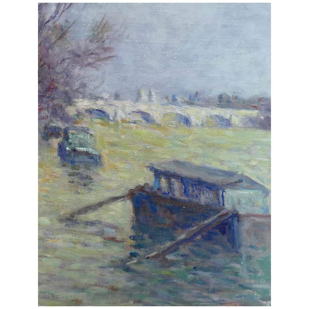 LUCE Maximilien Peinture postimpressionniste, les inondations près du Pont Neuf vers 1910 Certificat 15