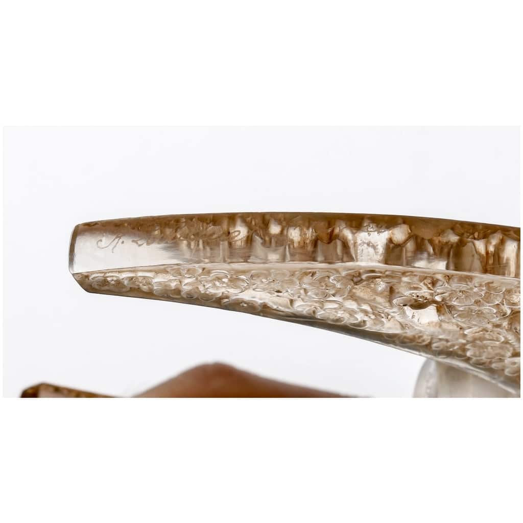 1919 René Lalique – Flacon Tiare Bouchon Fleurs De Pommiers Verre Blanc Patiné Sépia 8