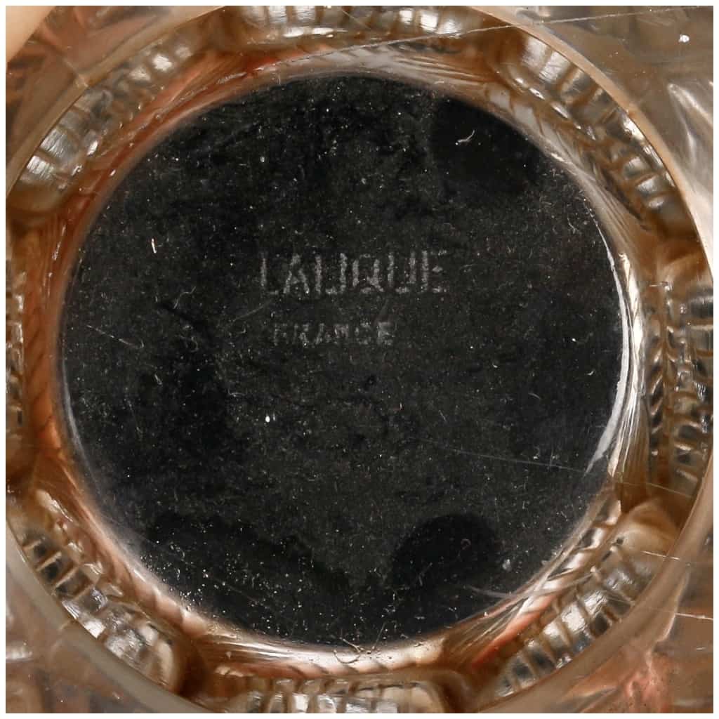 1945 Marc Lalique – Vase Moissac Verre Blanc Patiné Sépia 8