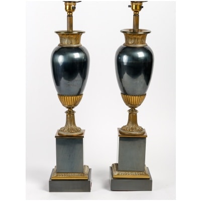Pair Of Bronze Lamps From The 1960s. Attributed To Maison Charles.