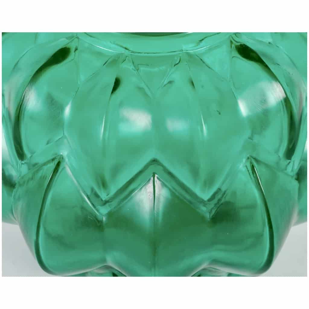 1927 René Lalique – Vase Nivernais Verre Vert Emeraude 5