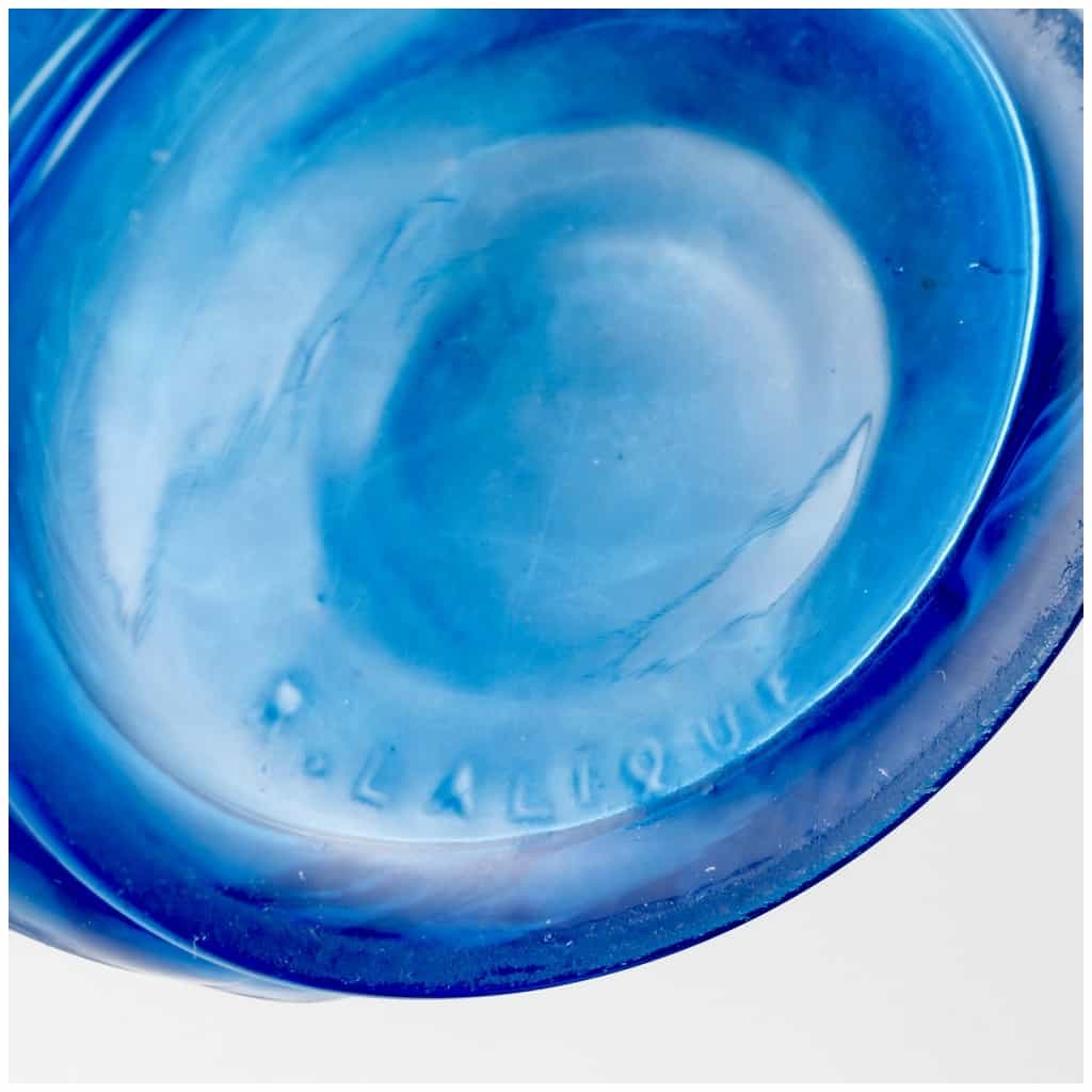 1921 René Lalique – Vase Ronces Verre Bleu Electrique 8