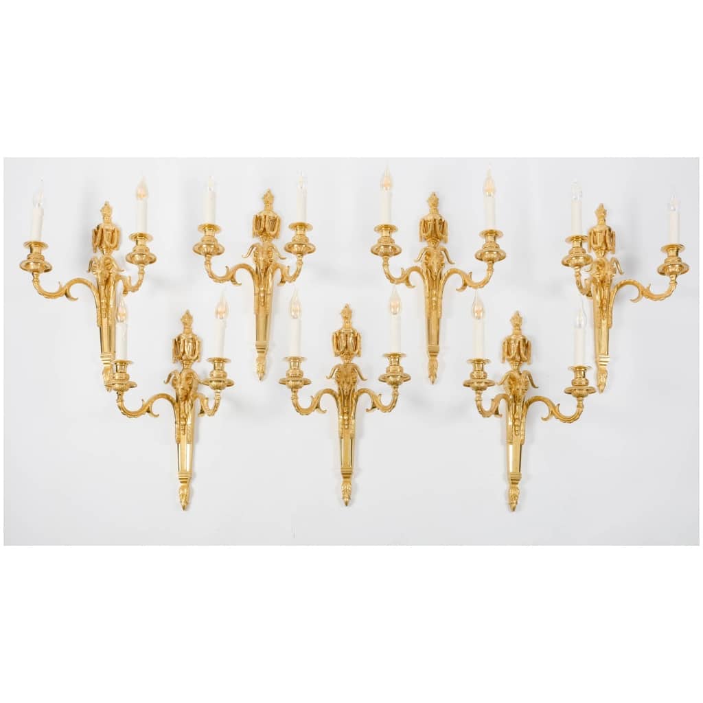 Suite of seven Louis style wall lights XVI. 3