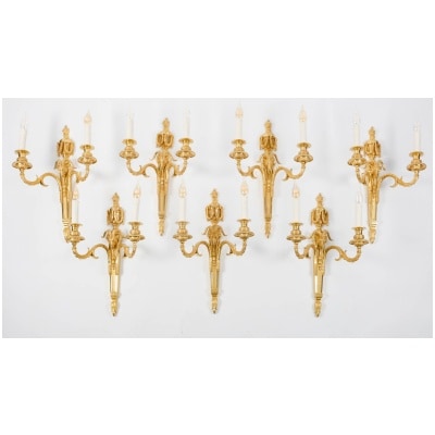 Suite of seven Louis style wall lights XVI.