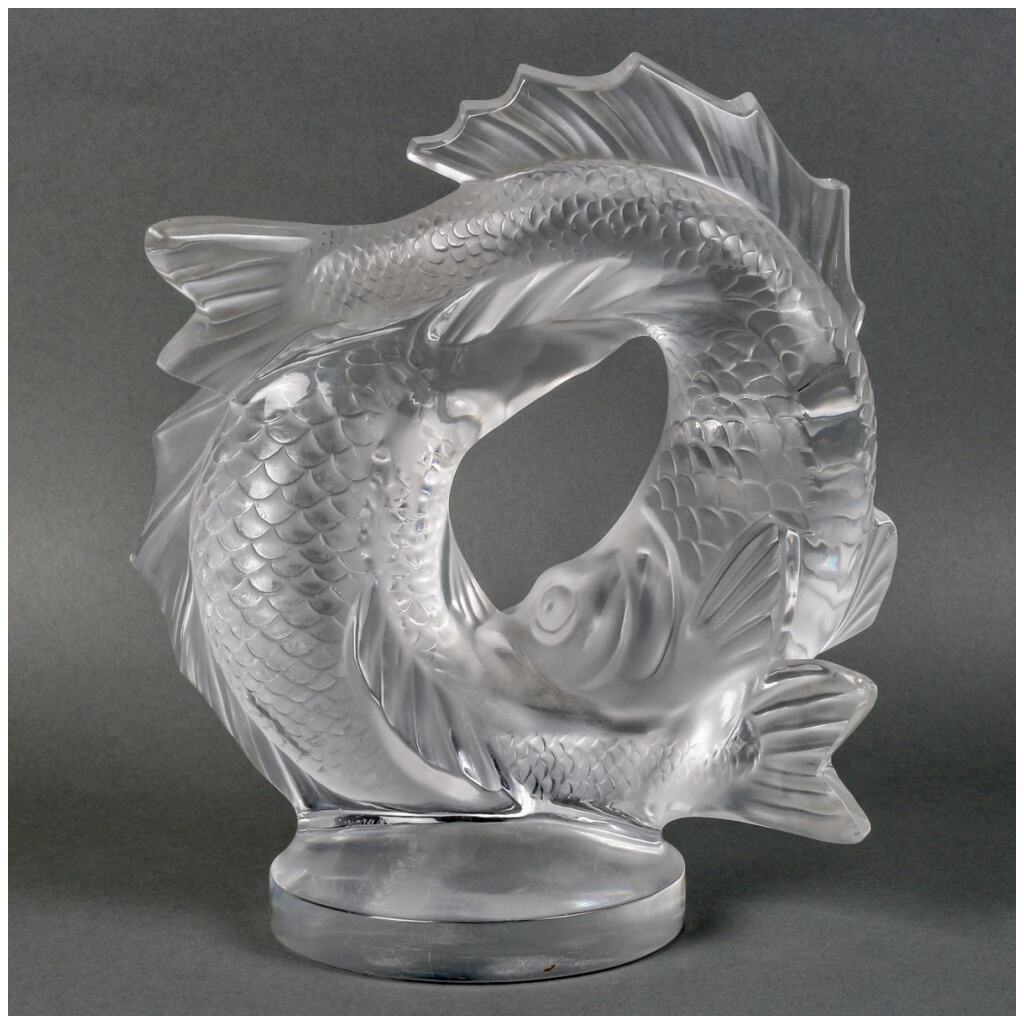 1953 Marc Lalique – Two Fish White Crystal Sculpture 4