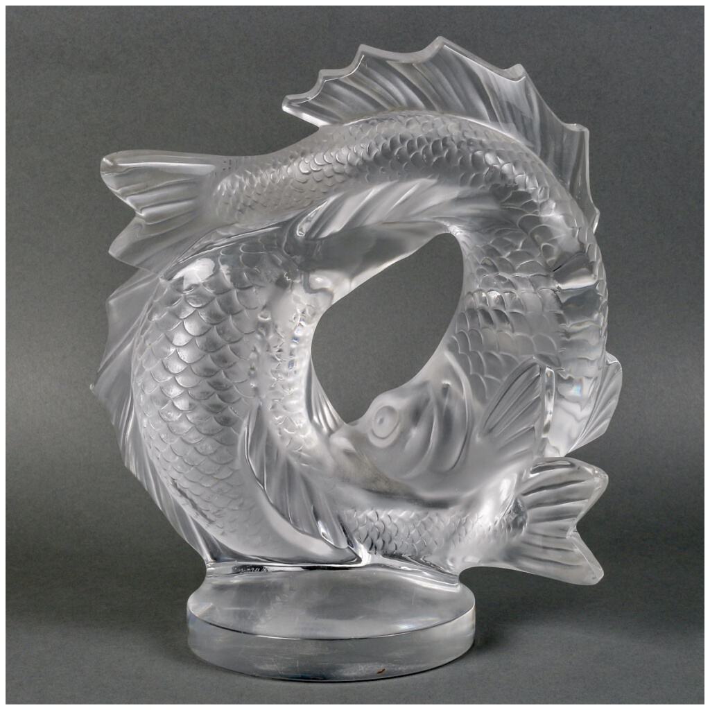 1953 Marc Lalique – Sculpture Deux Poissons Cristal Blanc 4