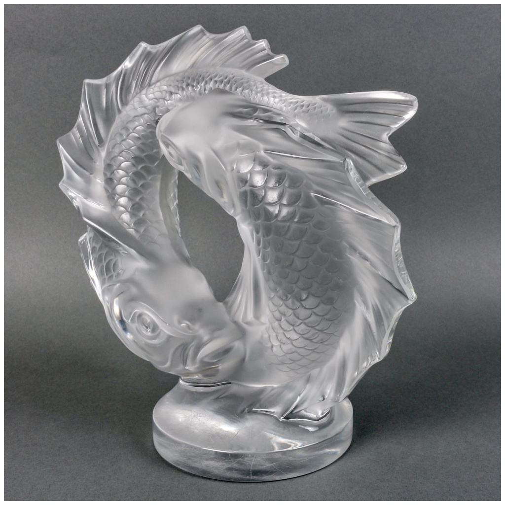 1953 Marc Lalique – Sculpture Deux Poissons Cristal Blanc 5