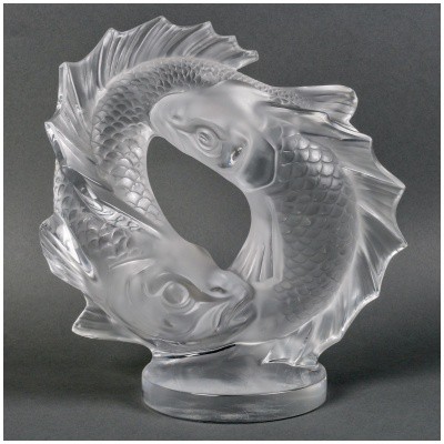 1953 Marc Lalique – Two Fish Sculpture White Crystal